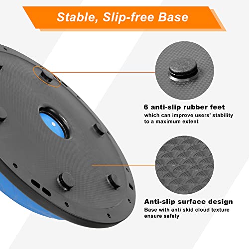 Half Exercise Ball Balance Trainer Inflatable Yoga Ball with Resistance Bands O906