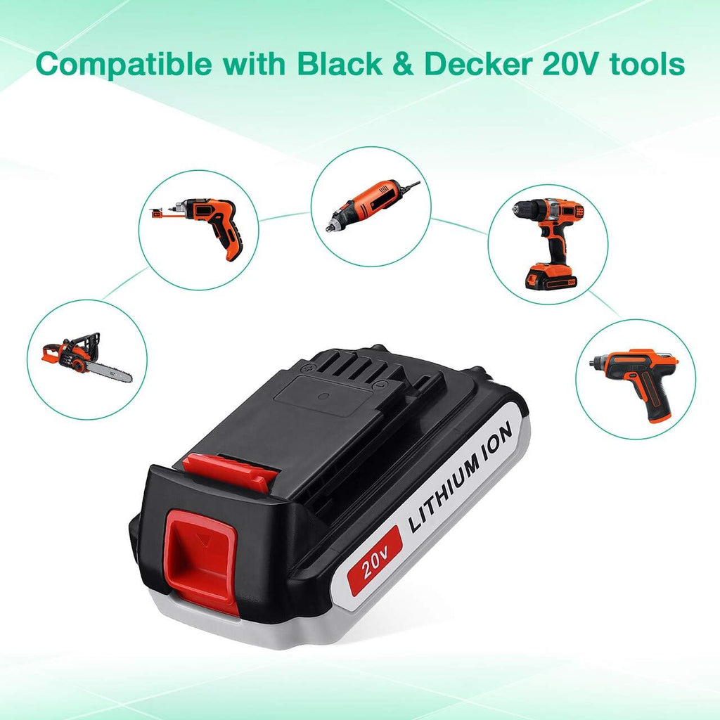 3.0Ah LBXR20 Battery 2Packs for Black & Decker 20V Max Li-ion Cordless Tool Q478372