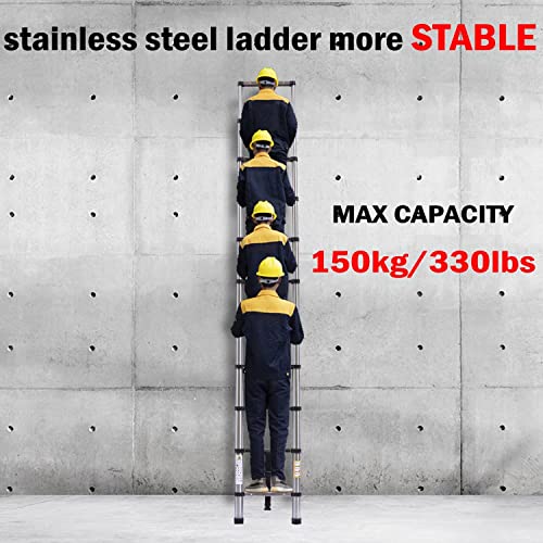 Compact 20FT Aluminum Telescoping Extension Ladder with 2 Detachable Roof Hooks X1210