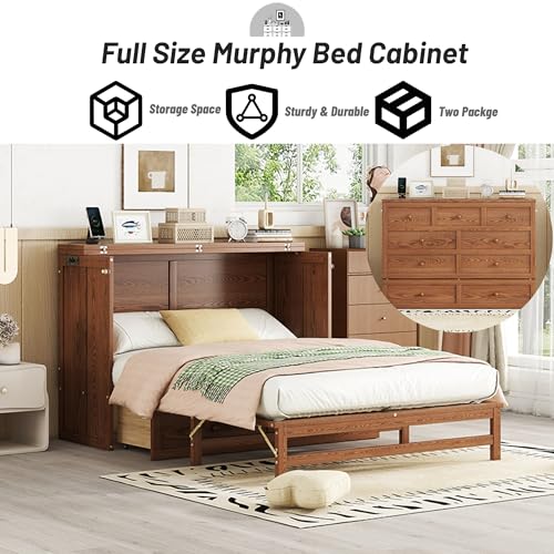 White Queen Murphy Bed with Storage Drawer T9137