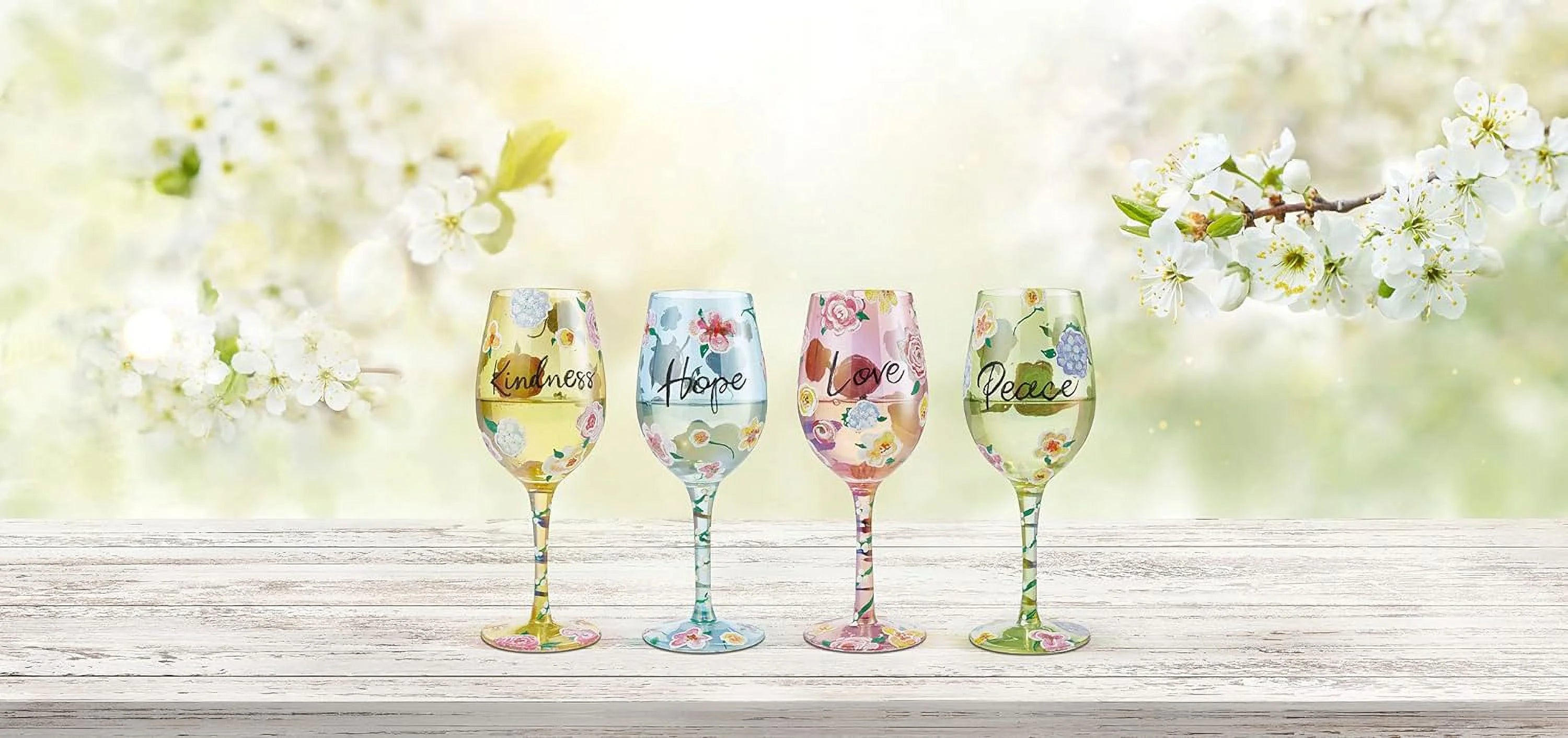 Floral Hand-Painted Artisan Wine Glass R97140