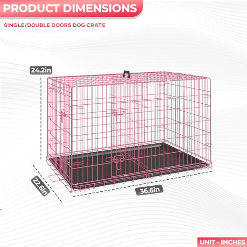 Black 48 Inch Folding Metal Dog Crate with Divider Panel J3861