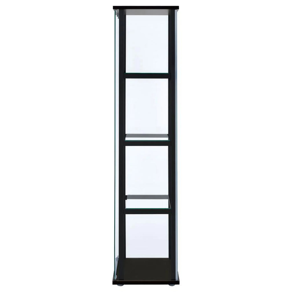 Black Wood Glass 4 Shelf Curio Cabinet J496