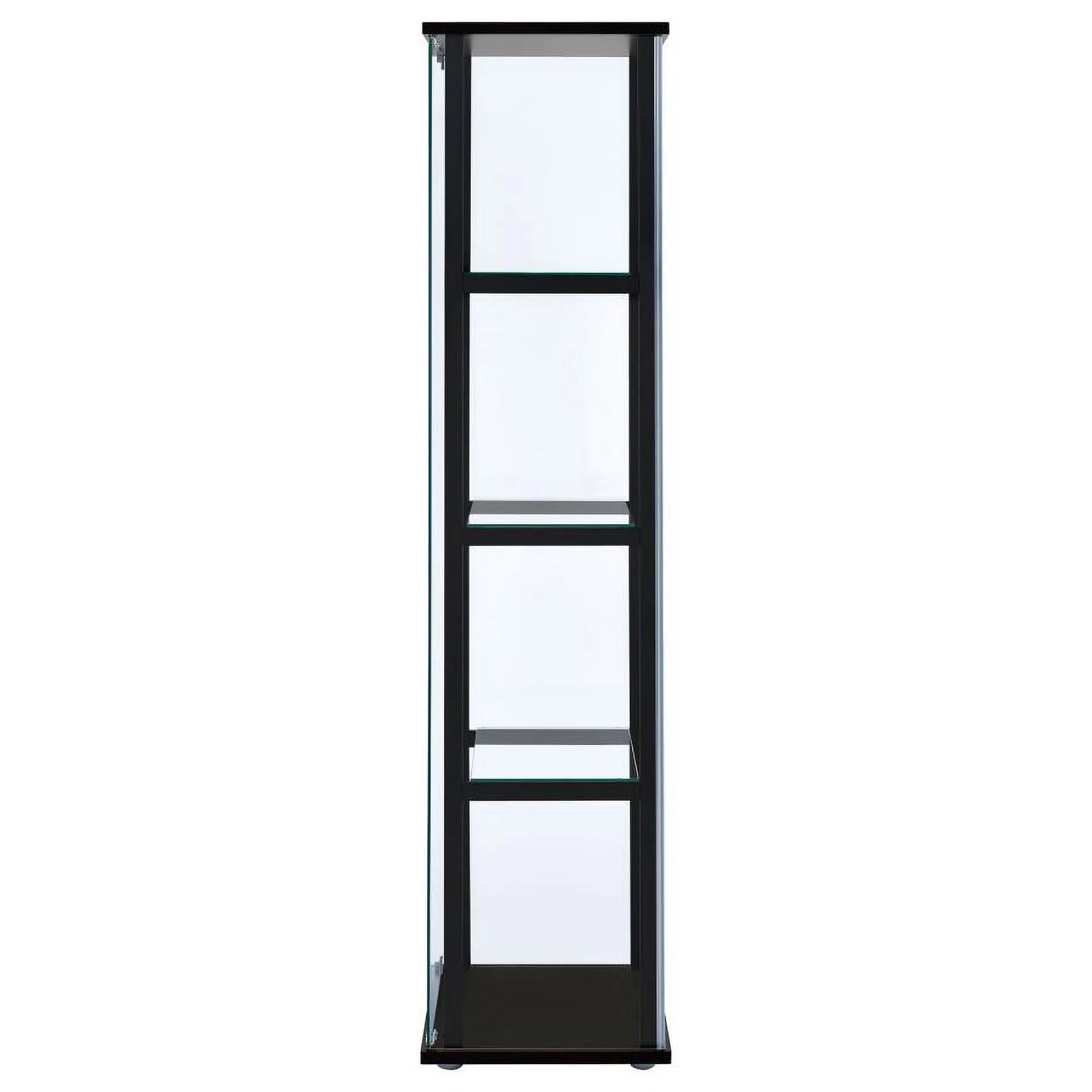 Black Wood Glass 4 Shelf Curio Cabinet J496