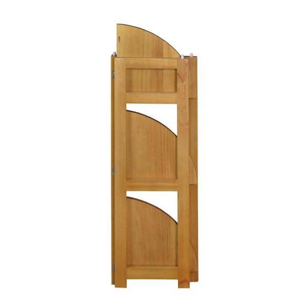 Medium Oak Wood 3-Shelf Foldable Corner Bookcase O1559