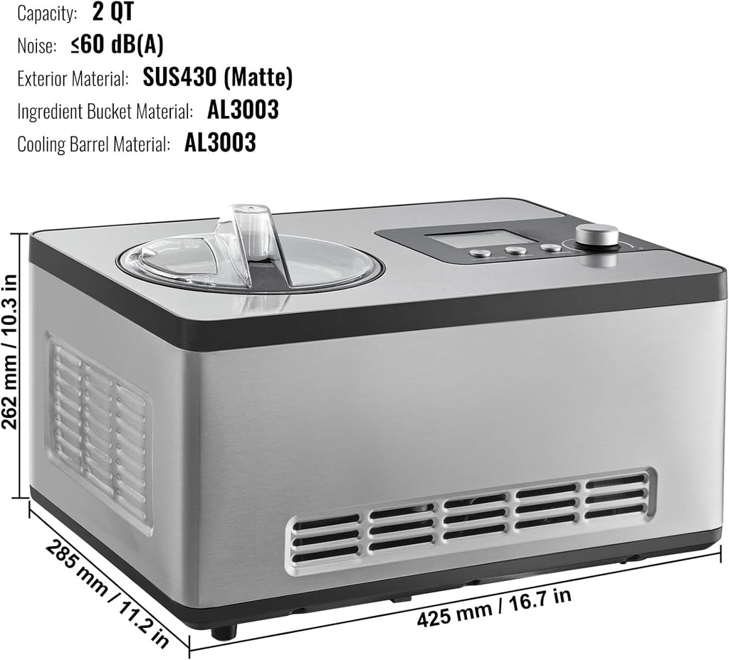 Stainless Steel Automatic Ice Cream Maker, 2 Quart D899