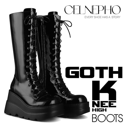 Womens High Platform Mid Calf Wedges Chunky High Heel Round-Toe Side Zip Combat Boots D456