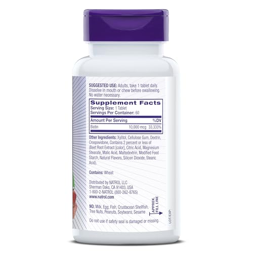 Biotin 10000mcg Dietary Supplement, 200 Tablets X78305