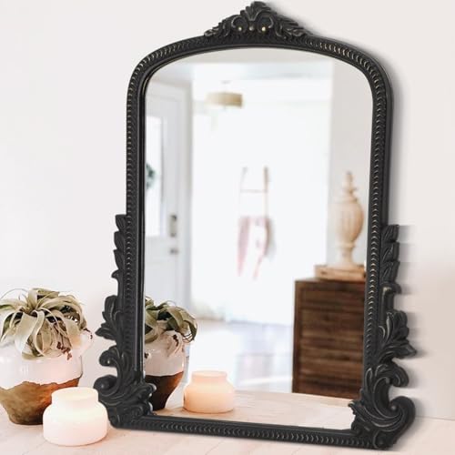 Black Antique Arched Wooden Frame Mirror Y1169