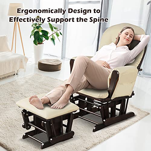 Brown Upholstered Nursery Glider with Ottoman X8327