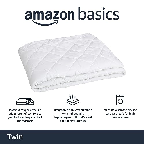 White Twin XL Quilted Mattress Topper Pad A557335