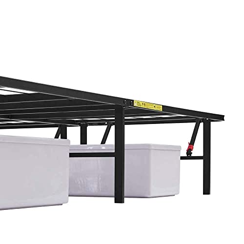 Black Foldable Metal Platform Bed Frame, Full Size, 14 inches High K785