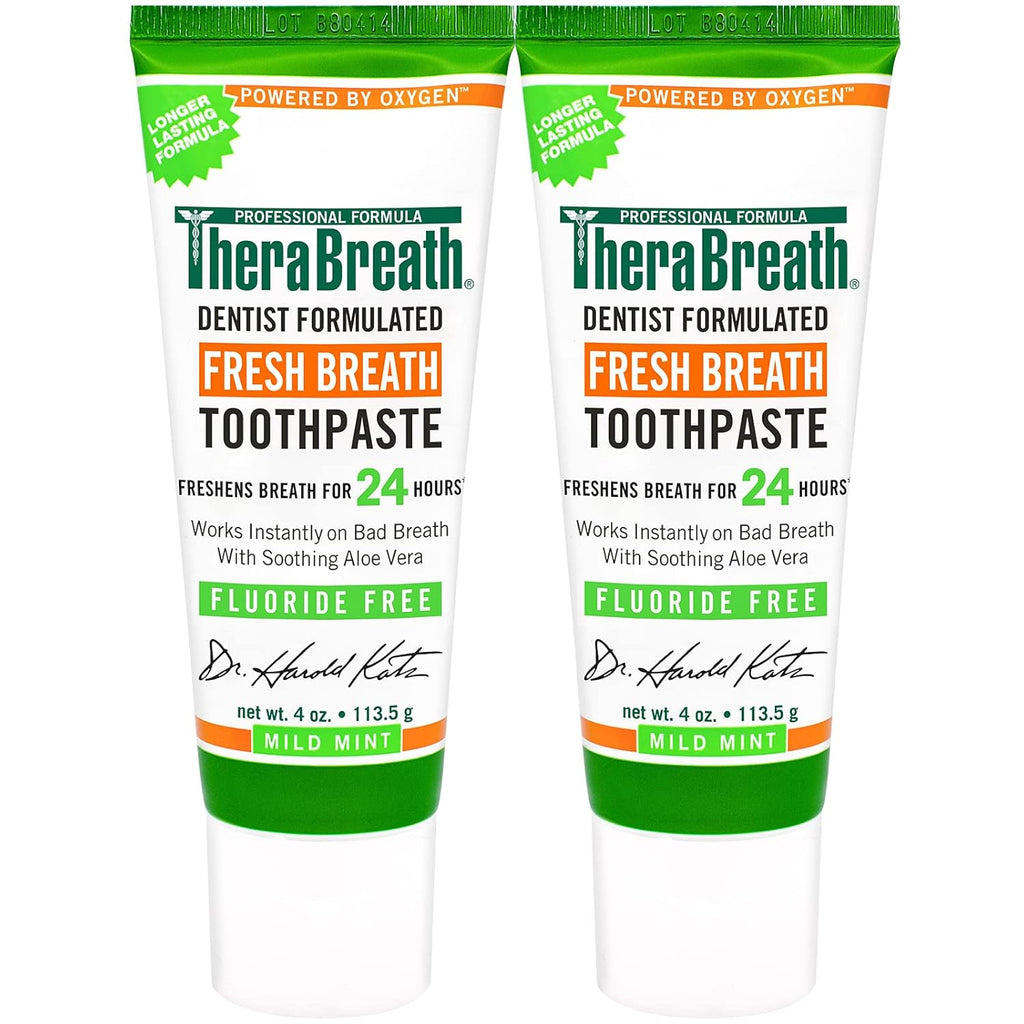 Mild Mint Fluoride Free Toothpaste 4 Ounce (Pack of 2) and Fresh Mint Alcohol Free Antigingivitis Mouthwash 16 fl oz (Pack of 2) I768