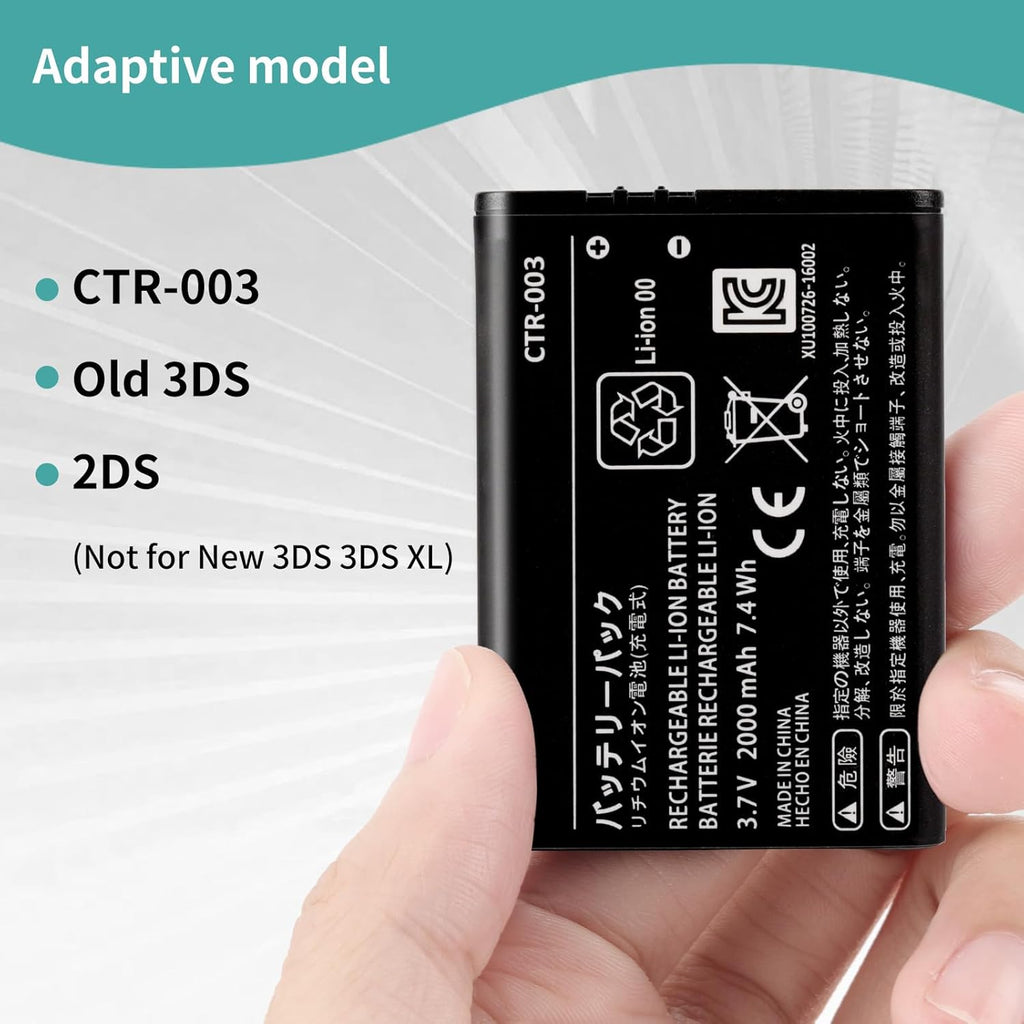 Replacement Lithium-ion Battery for Nintendo Old 3DS 2DS 2DS XL T8508