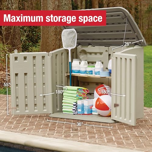 Beige/Brown Resin Outdoor Storage Shed (4.5 x 3 Ft) P91568