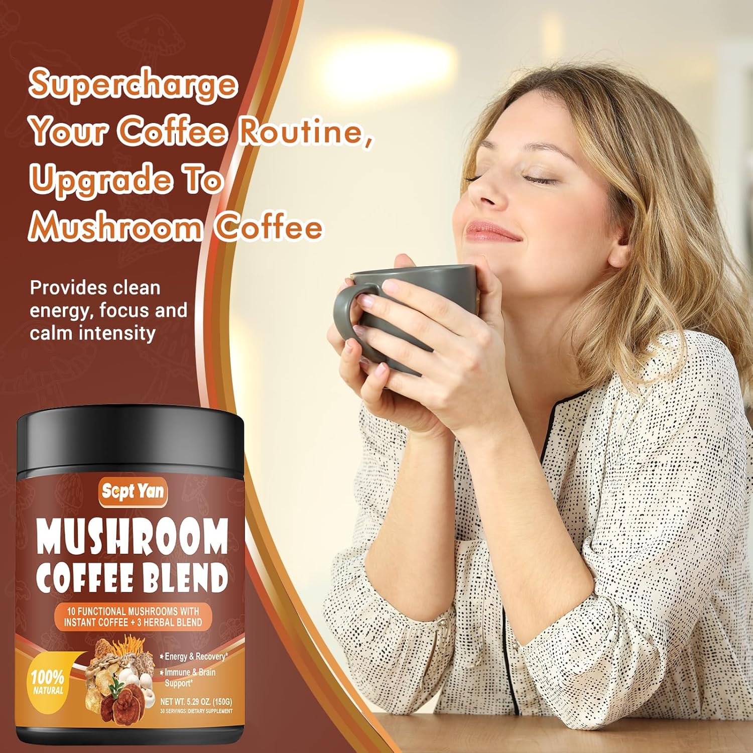 Colombian Instant Coffee Powder with 10 Mushrooms D27965