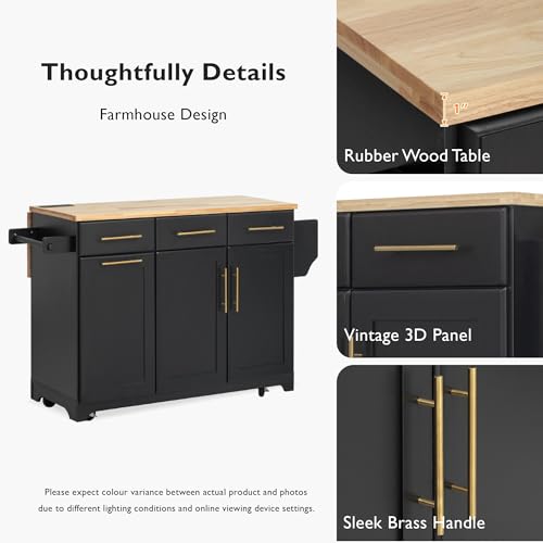 Black Kitchen Island with Storage and Drop Leaf V237420