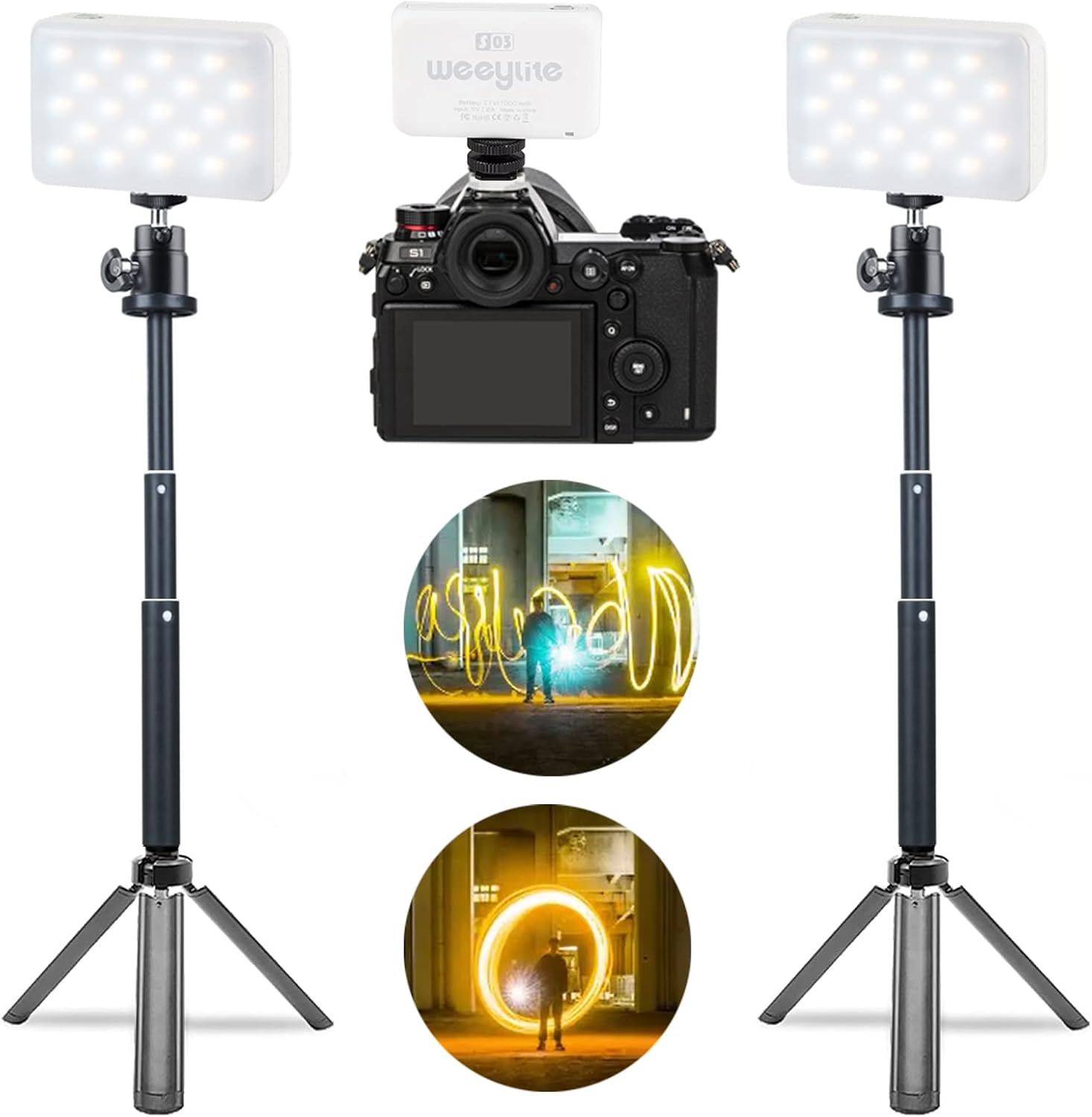 Portable LED Video Light Panel, 3300K-5600K On-Camera Photography Lighting Kit Y486448