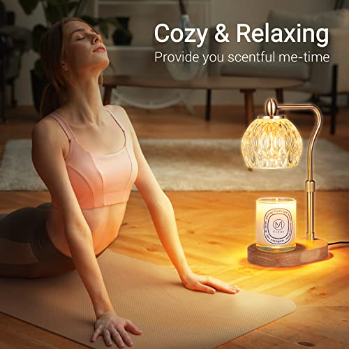 Gold Height Adjustable Candle Warmer Lamp with Timer & Dimmer S3683