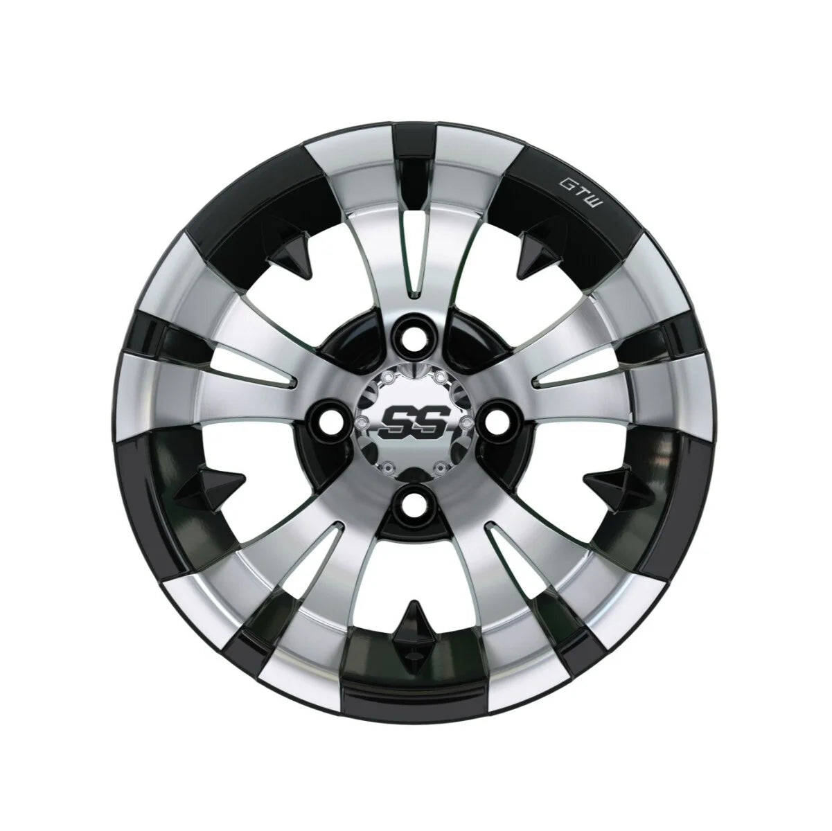 Set of 4 12 inch Black Golf Cart Wheel and Tire D68817