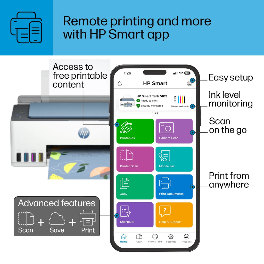 Wireless All-in-One Color Inkjet Tank Printer F9275