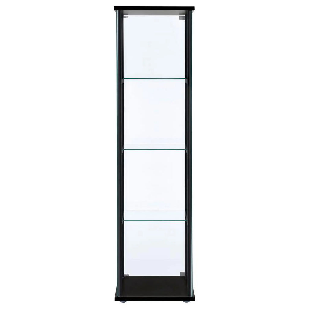 Black Wood Glass 4 Shelf Curio Cabinet J496