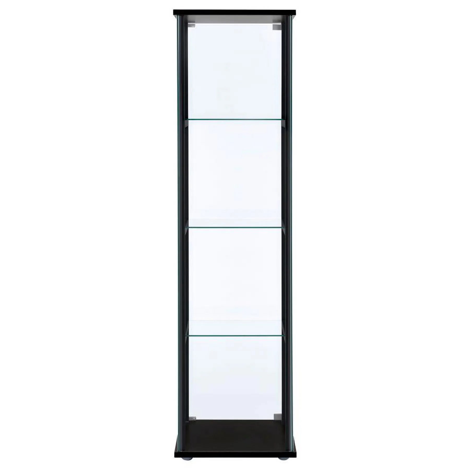 Black Wood Glass 4 Shelf Curio Cabinet J496