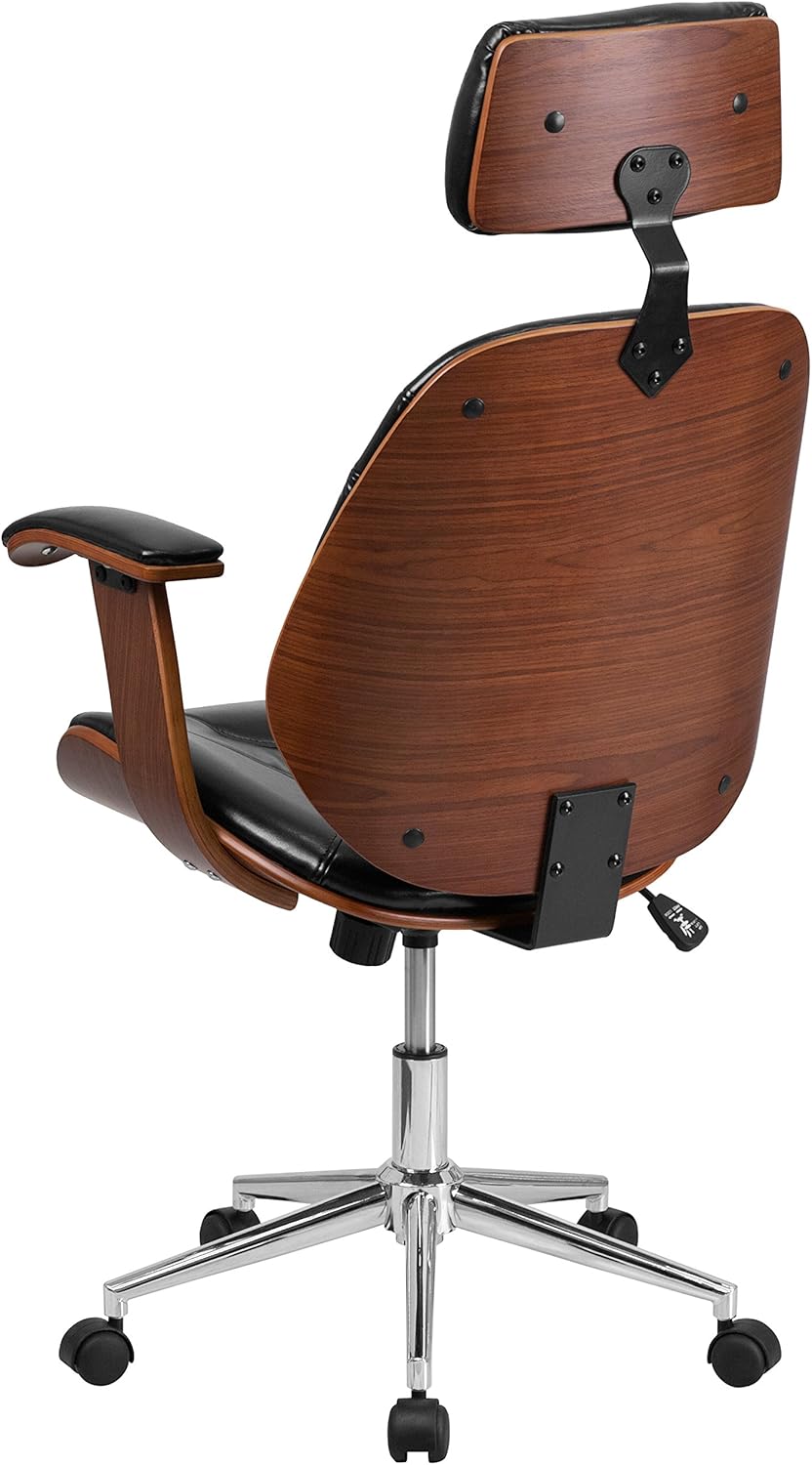 Black LeatherSoft Swivel Office Chair with Arms W7577