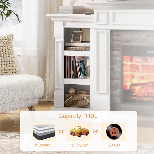 70" Electric Fireplace with Mantel, TV Stand with Storage, Remote Control U364739