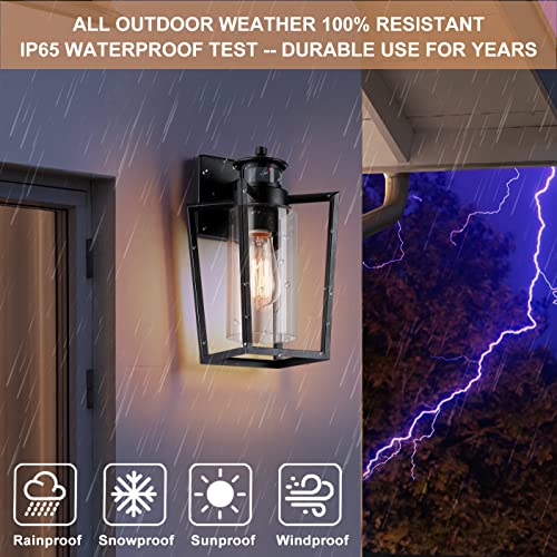Set of 2 Black Gooseneck Outdoor Wall Lights with Dusk to Dawn Motion Sensor F1421