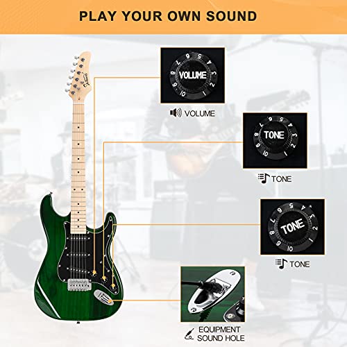 Full Size Electric Guitar with 20W Amp and Accessories Pack Guitar Bag (Blue) J929