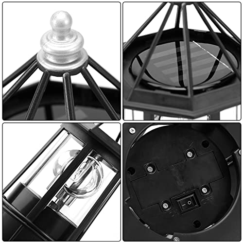 Black IP65 Waterproof Solar Rotating Lighthouse Lamp V1544