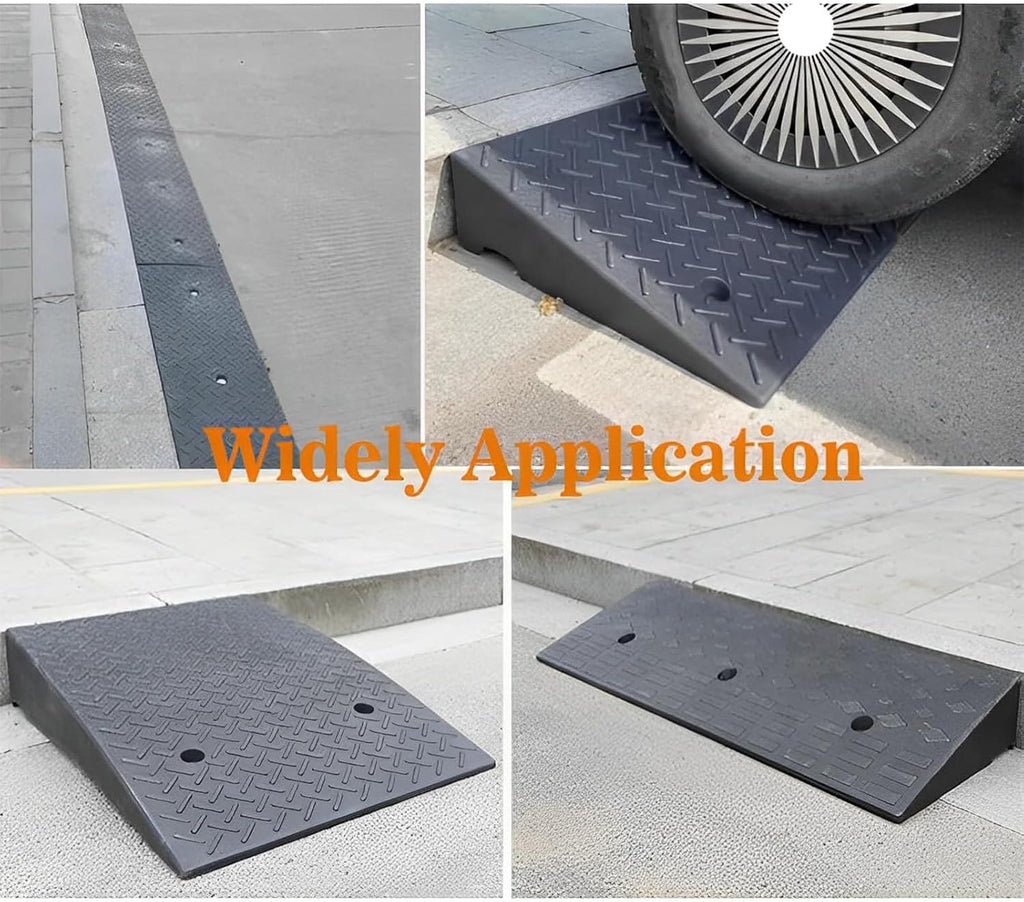 2 Pack 2'' Rise Rubber Curb Ramp Heavy Duty 3 Tons Driveway Ramp S397061