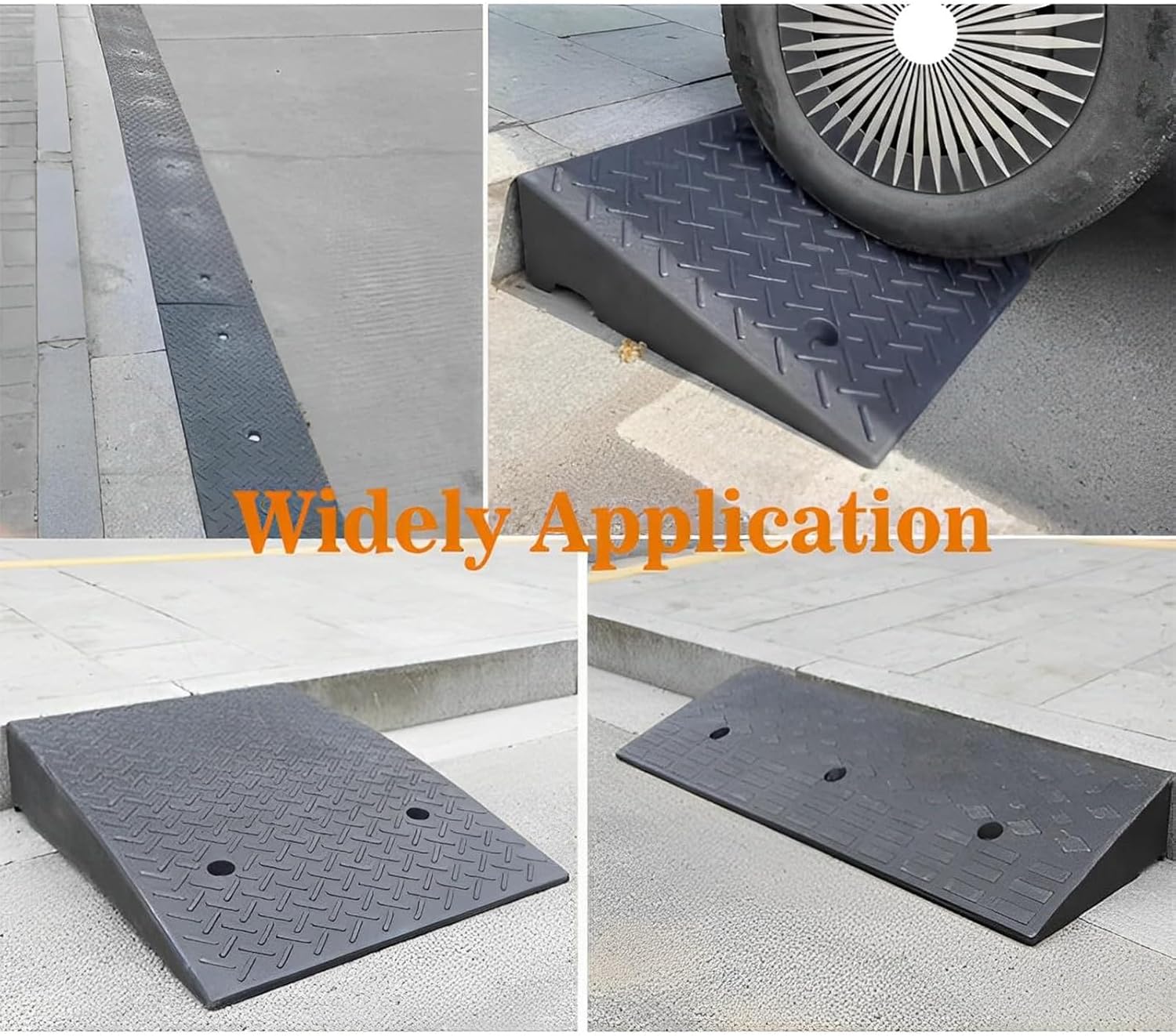 2 Pack 2'' Rise Rubber Curb Ramp Heavy Duty 3 Tons Driveway Ramp S397061