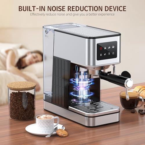 Silver Stainless Steel Espresso Machine with Milk Frother, 20 Bar, 57.5oz Water Tank K4755