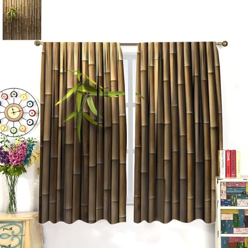 Blackout Bamboo Print Curtains 52" W X 84" L X914587