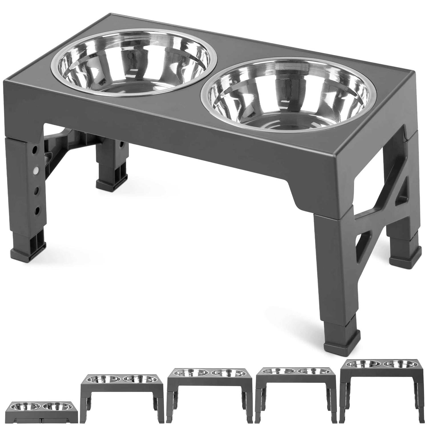 Elevated Dog Bowls with 2 Stainless Steel Dog Food Bowls E47551