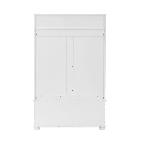 64" 3-in-1 Hall Tree Entryway Four Hooks Rattan Door Shelves Shoe Storage Bench Cabinets with Solid Feet J235716