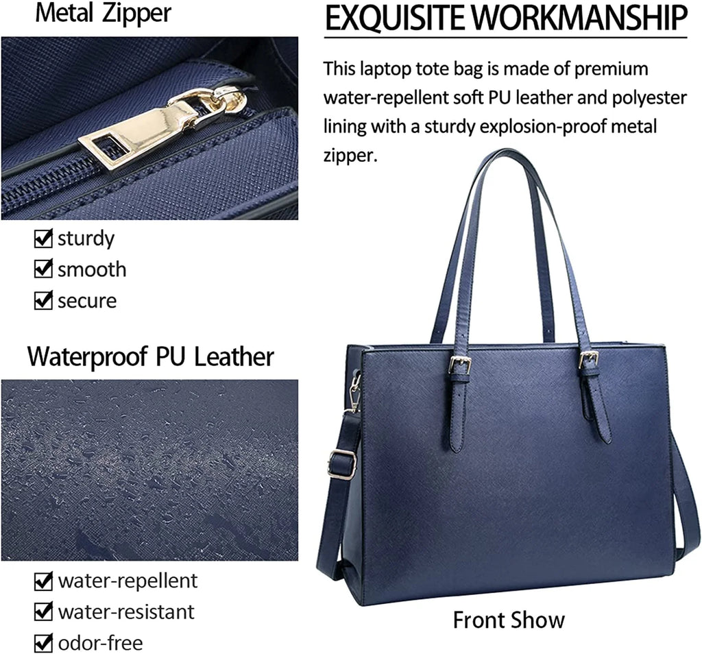 Brown Waterproof Leather 15.6 Inch Laptop Tote Bag L57166