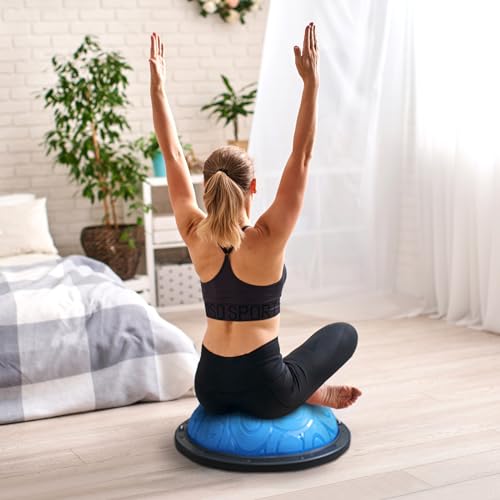 Half Exercise Ball Balance Trainer Inflatable Yoga Ball with Resistance Bands O906