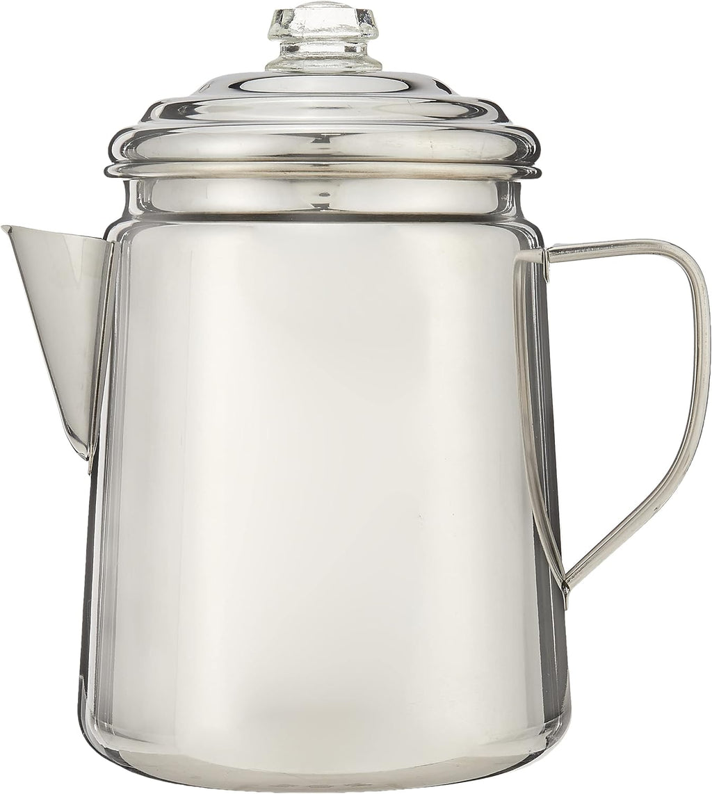 12-Cup Stainless Steel Coffee Percolator & 24-Piece Enamel Dinnerware Set G41189