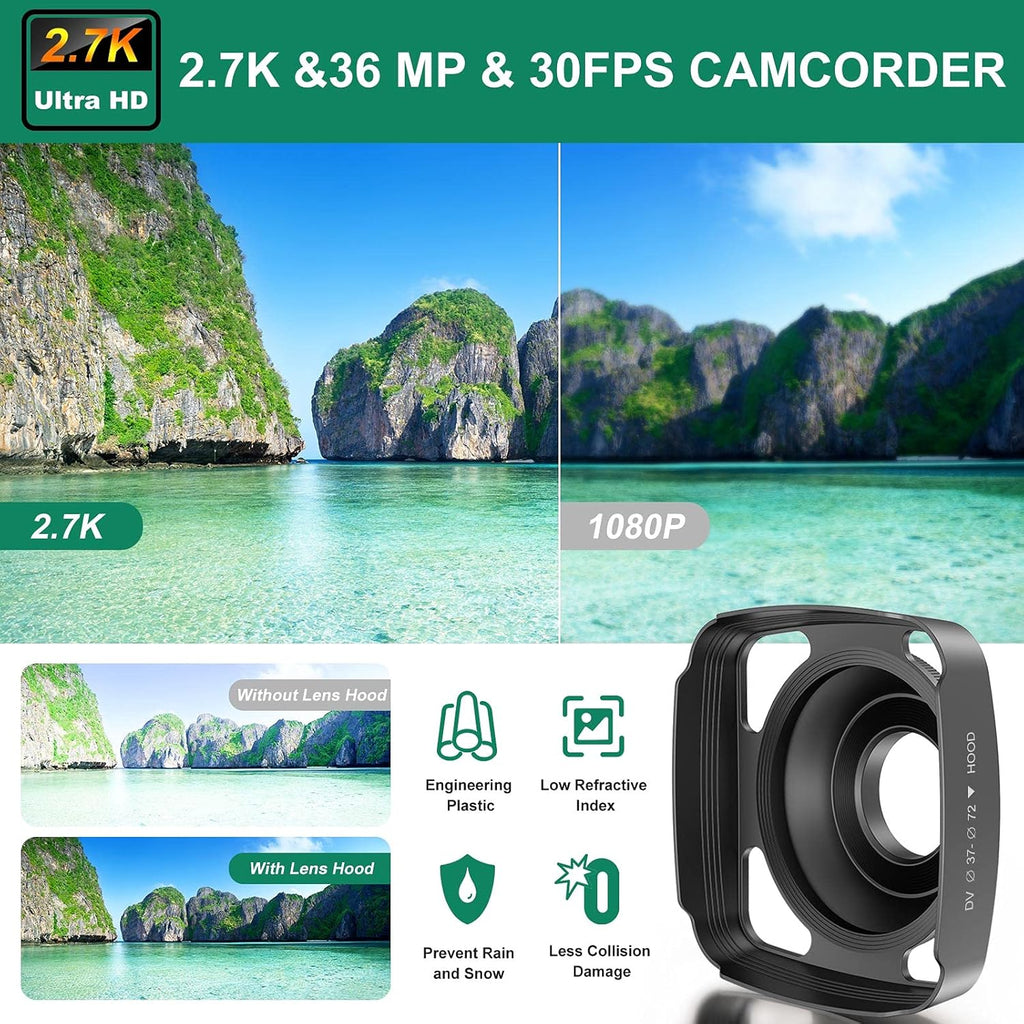 2.7K Ultra HD 36MP Video Camera with Remote Control P933785