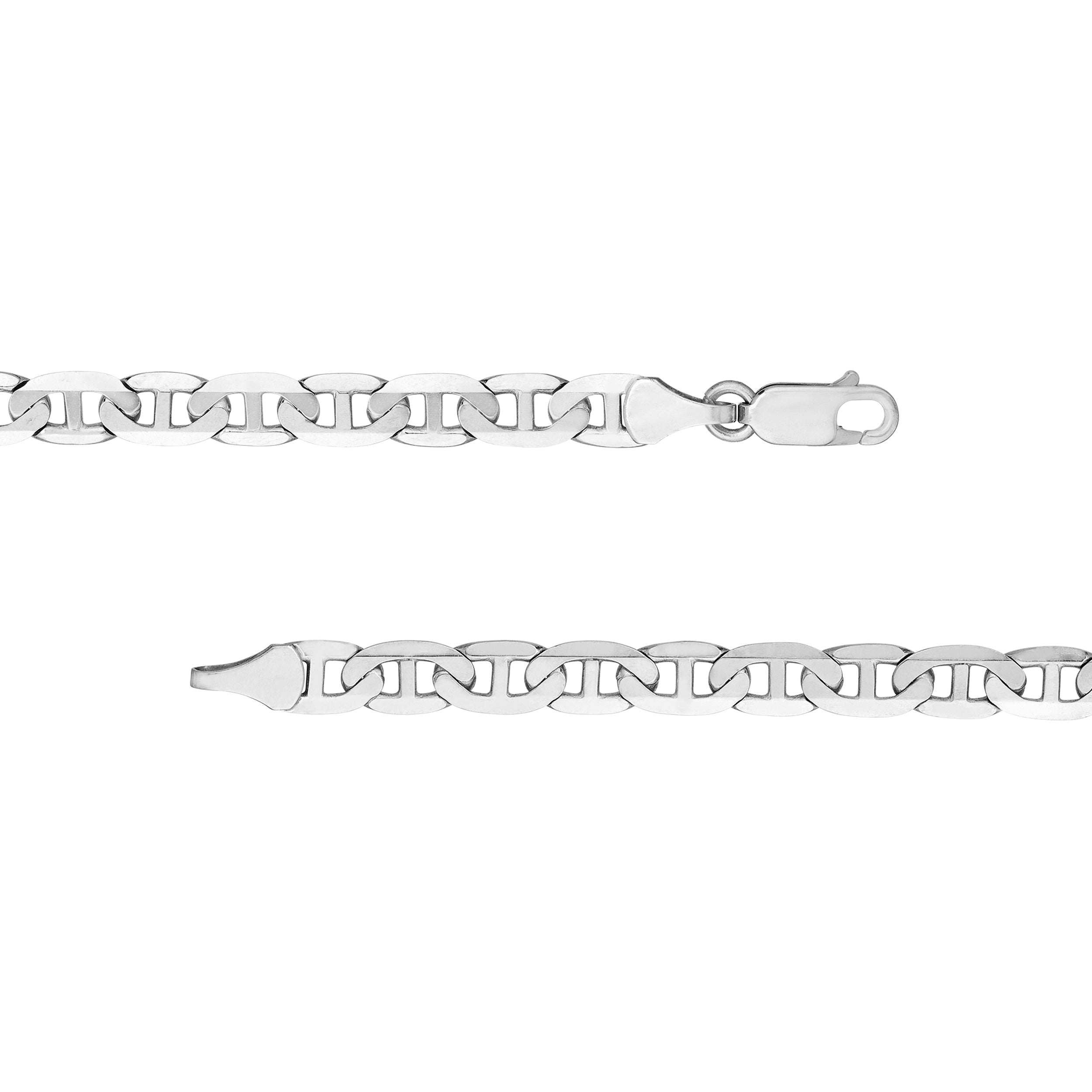 14K White Gold 18" 5.6mm Flat Mariner Chain Necklace A284322