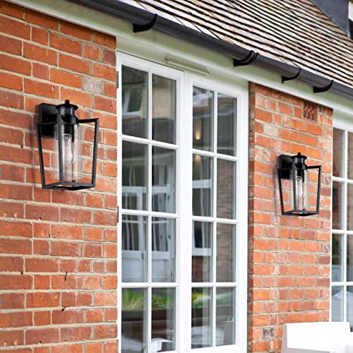 Set of 2 Black Gooseneck Outdoor Wall Lights with Dusk to Dawn Motion Sensor F1421