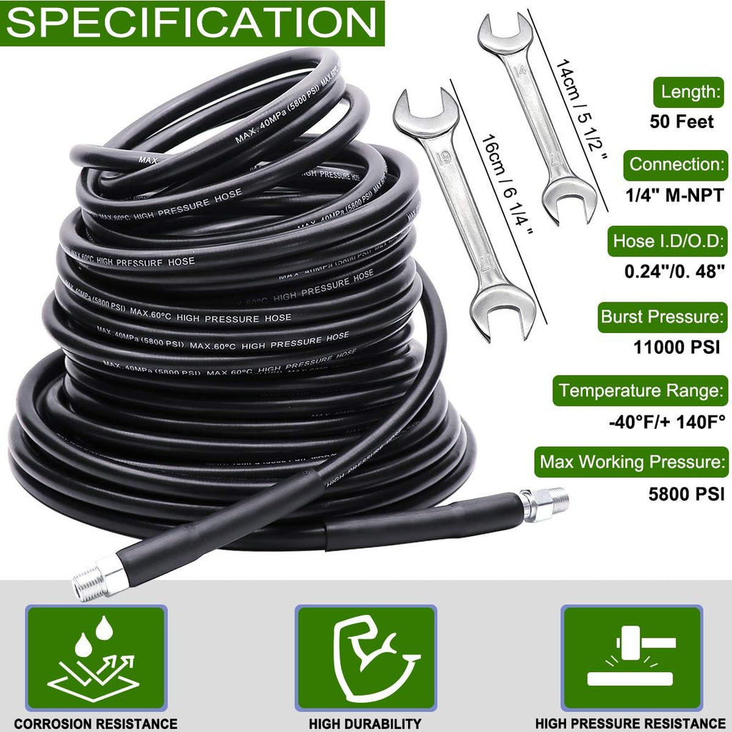 100FT 1/4 Inch NPT 5800PSI Sewer Jetter Kit with Nozzle L71298