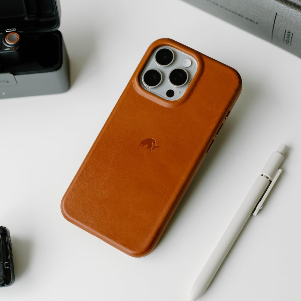 Sienna Leather Phone Case with TPU Rim for iPhone 15 Pro Max H465