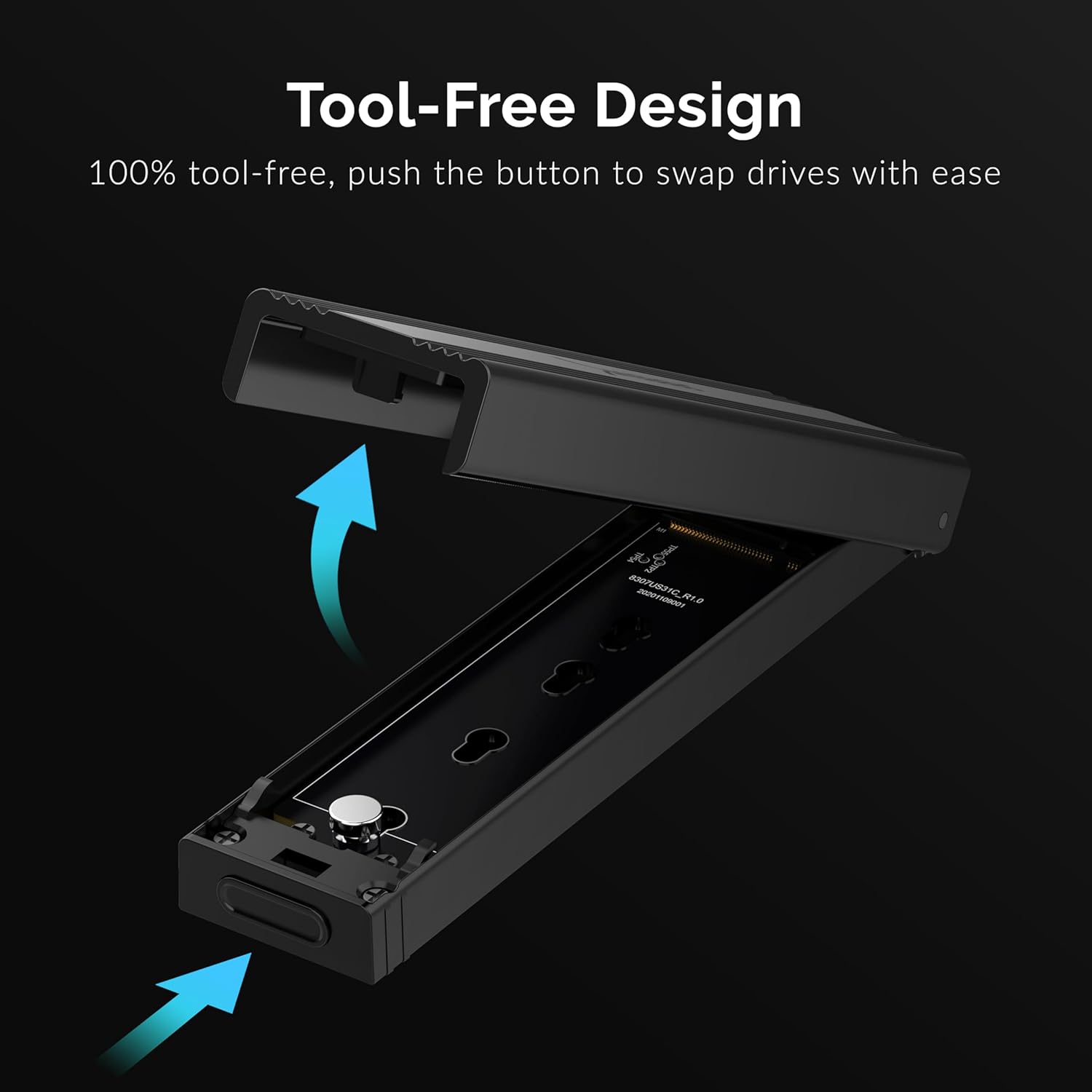 USB 3.2 10Gbps Type C Tool Free Enclosure for M.2 PCIe NVMe and SATA SSDs T93355