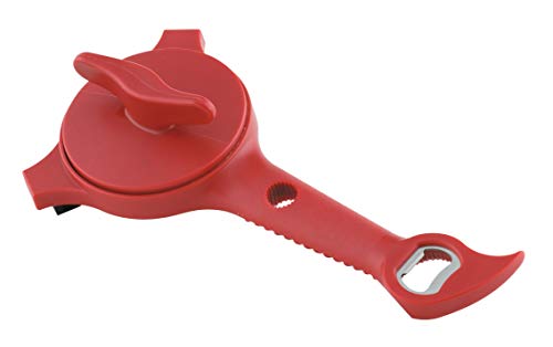 5-in-1 Multi-Purpose Strain-Free Opener for Jars, Bottles and Ring-Pull Cans, Red Q230