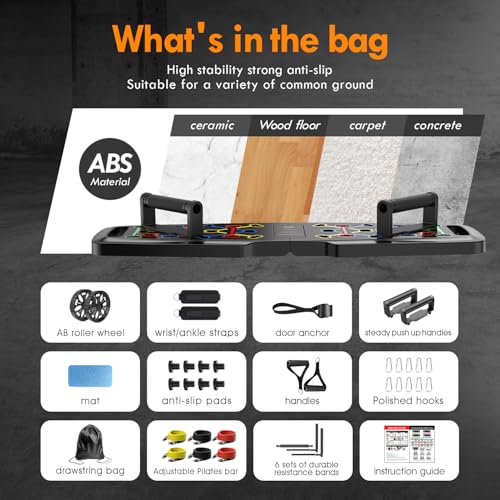 Push Up Board with Resistance Bands and Ab Roller Wheel K97926