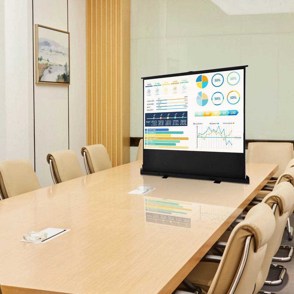 60" Pull Up Portable Floor Projector Screen 48"x36" 1.3 Gain 4:3 HD Projection Screen with Aluminum Case G82900